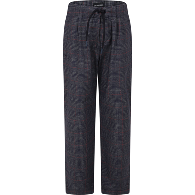 Shop Armani Collezioni Grey Trousers For Boy With Eaglet