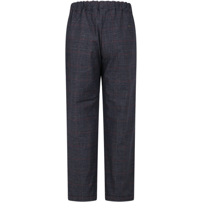 Shop Armani Collezioni Grey Trousers For Boy With Eaglet