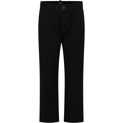 Shop Dsquared2 Black Trousers For Boy With Logo