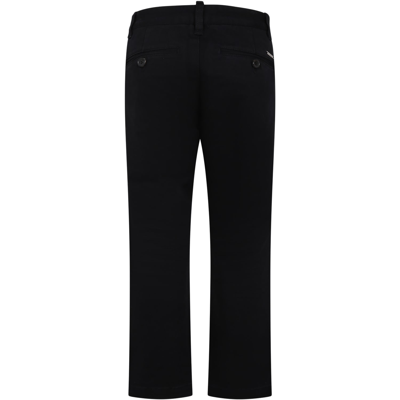 Shop Dsquared2 Black Trousers For Boy With Logo