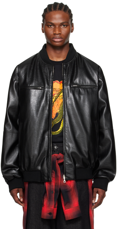 Shop Lu'u Dan Black Reversible Faux-leather Bomber Jacket