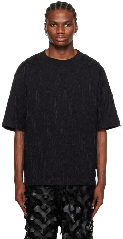 Shop Lu'u Dan Black Embroidered T-shirt