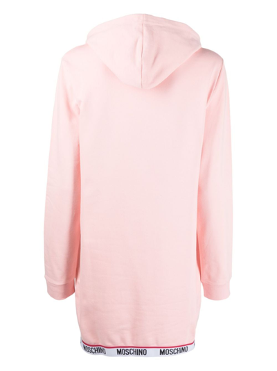 Shop Moschino Logo-print Drawstring Hoodie In Pink