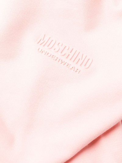 Shop Moschino Logo-print Drawstring Hoodie In Pink