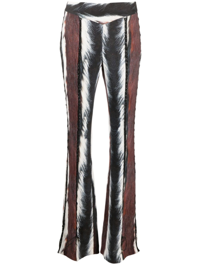 Shop Roberto Cavalli Animal-print Lace-up Trousers In Black