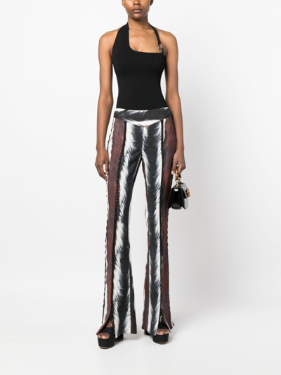 Shop Roberto Cavalli Animal-print Lace-up Trousers In Black