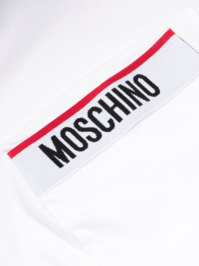 Shop Moschino Logo-tape Cotton T-shirt In White
