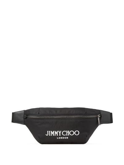 Shop Jimmy Choo Finsley Logo-print Belt Bag In Black