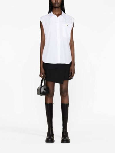 Alexander Mcqueen Military-pocket Sleeveless Shirt In White