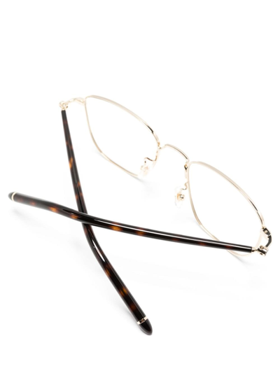 Shop Montblanc Tortoiseshell-effect Square-frame Glasses In Gold