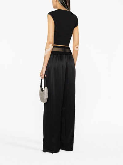 Alexander Wang Crystal-embellished Logo Crop Top In Black