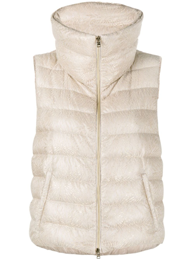 Shop Herno New Lace Down Gilet In Neutrals