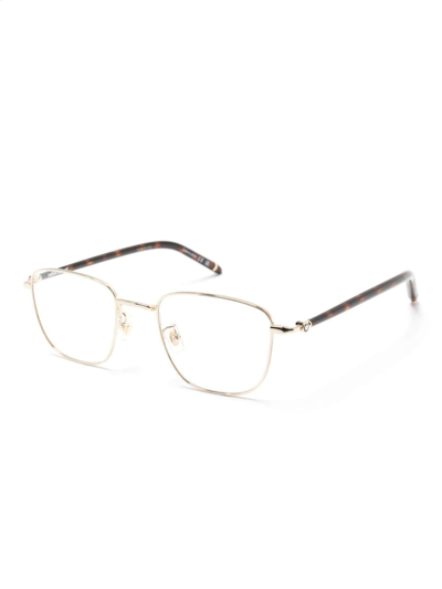 Shop Montblanc Tortoiseshell-effect Square-frame Glasses In Gold