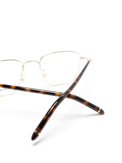 Shop Montblanc Tortoiseshell-effect Square-frame Glasses In Gold
