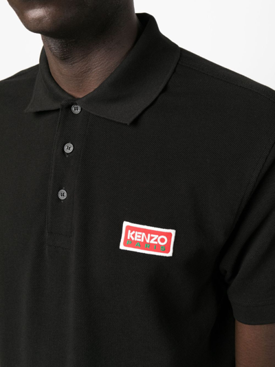 Shop Kenzo Logo-patch Cotton Polo Shirt In Black