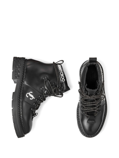 Jimmy Choo Marlow Monogram Hiking Boots In Black