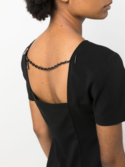 Shop Patrizia Pepe Short-sleeved Crepe A-line Mini Dress In Black