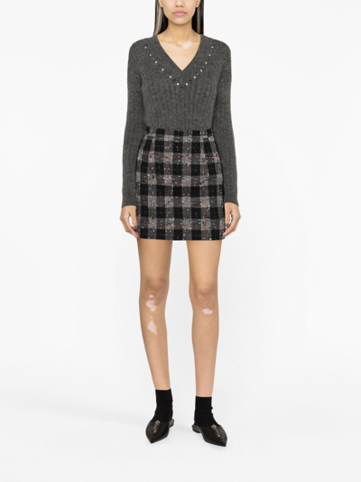 Alessandra Rich Gray Virgin Wool Blend Sweater In Grey