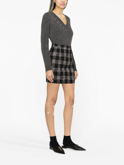 Alessandra Rich Gray Virgin Wool Blend Sweater In Grey