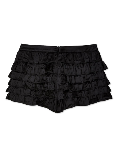 Shop Shushu-tong Ruffled Bow-detail Mini Shorts In Black