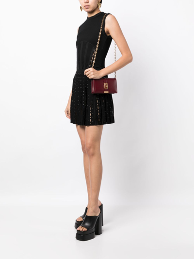 Shop Versace Greca Goddess Leather Mini Bag In Red