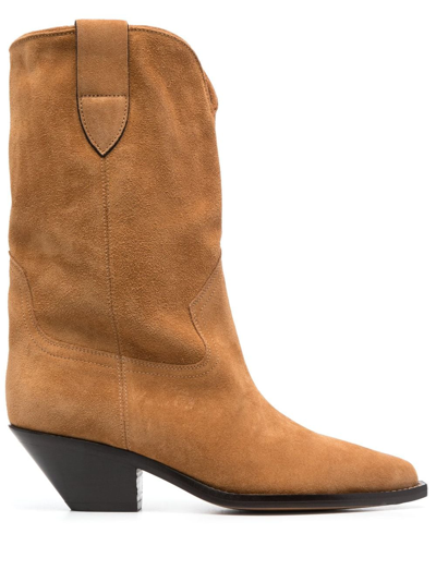 Shop Isabel Marant Dahope 70mm Suede Boots In Brown