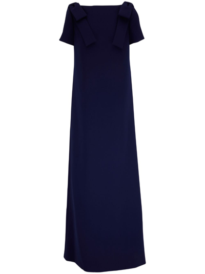 Shop Carolina Herrera Boat-neck Long Dress In Blue