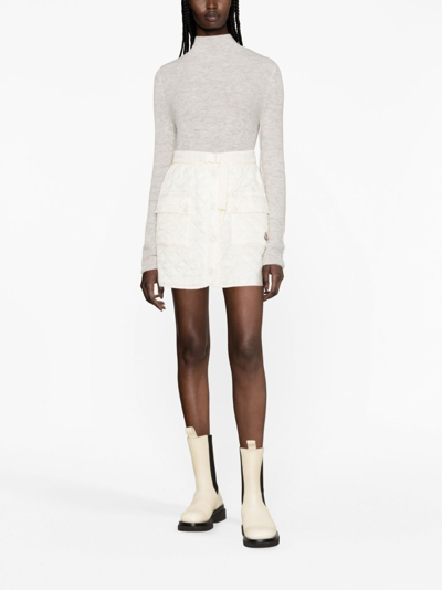 Shop Moncler Logo-patch Quilted Miniskirt In White