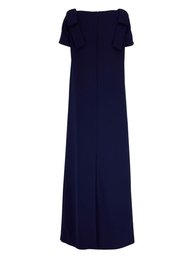 Shop Carolina Herrera Boat-neck Long Dress In Blue