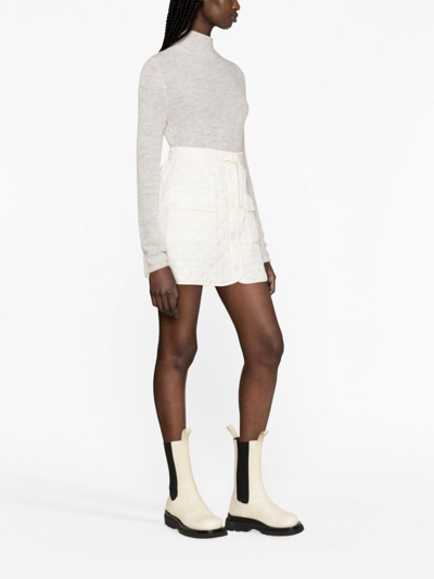 Shop Moncler Logo-patch Quilted Miniskirt In White