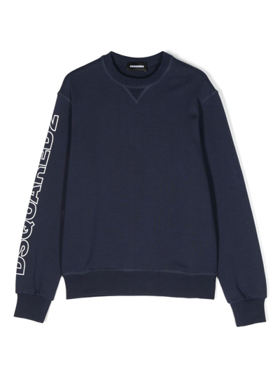 Shop Dsquared2 Logo-print Cotton Sweatshirt In Blue