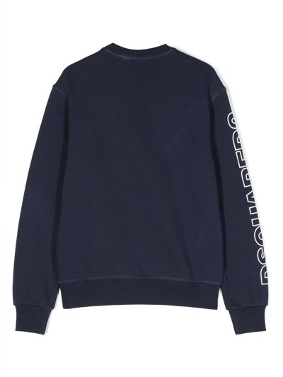 Shop Dsquared2 Logo-print Cotton Sweatshirt In Blue