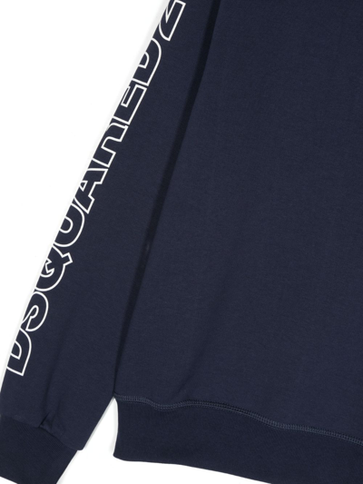 Shop Dsquared2 Logo-print Cotton Sweatshirt In Blue