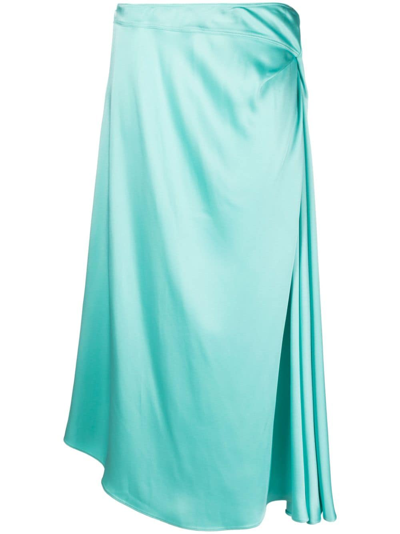 Shop Stella Mccartney Wrap Asymmetric Skirt In Blue