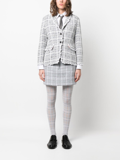 Thom Browne Crochet-trim Single-breasted Blazer In Grey