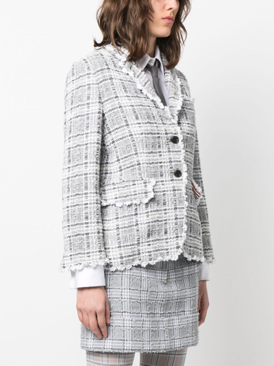 Thom Browne Crochet-trim Single-breasted Blazer In Grey