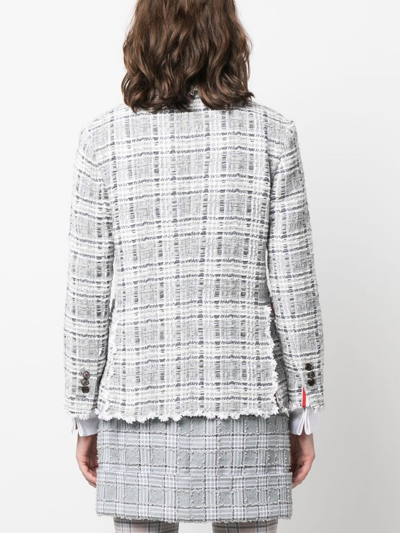 Shop Thom Browne Crochet-trim Single-breasted Blazer In Grey