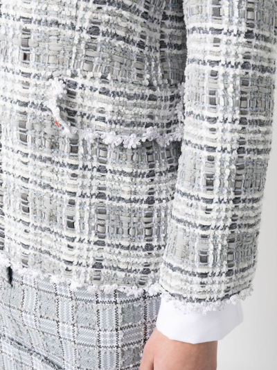 Shop Thom Browne Crochet-trim Single-breasted Blazer In Grey