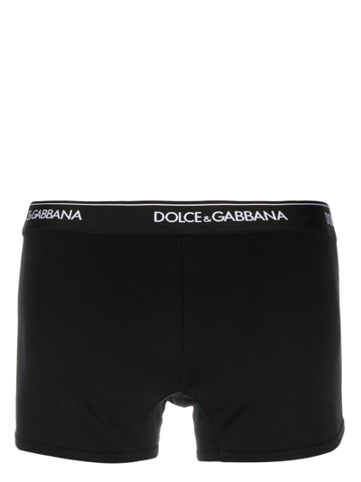 Shop Dolce & Gabbana Logo-waist Cotton Boxer Briefs (set Of Two) In Black