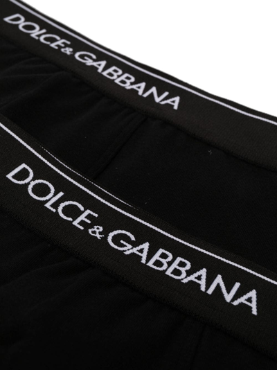 Shop Dolce & Gabbana Logo-waist Cotton Boxer Briefs (set Of Two) In Black