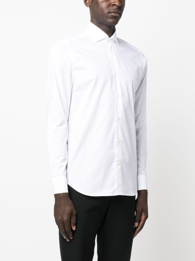 Shop D4.0 Long-sleeve Cotton Shirt In White