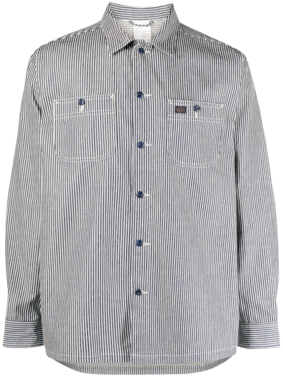 Shop Nudie Jeans Vicent Striped Shirt In Blue