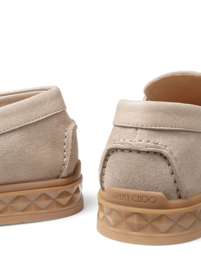 Jimmy Choo Womens Stone Josh Driver Reverse-suede Loafers In Neutrals
