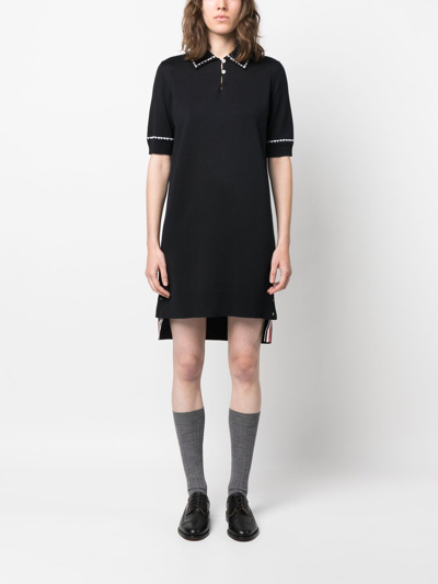 Shop Thom Browne Contrasting-trim Polo Dress In Blue
