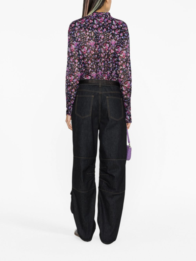 Shop Marant Etoile Gamble Floral-print Organic Cotton Shirt In Black
