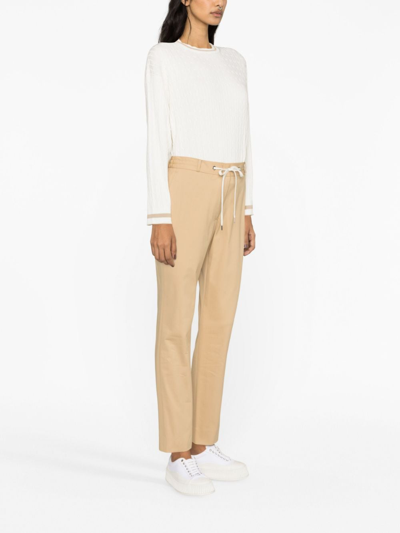 Shop Eleventy Tapered Drawstring Trousers In Neutrals