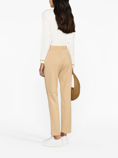 Shop Eleventy Tapered Drawstring Trousers In Neutrals