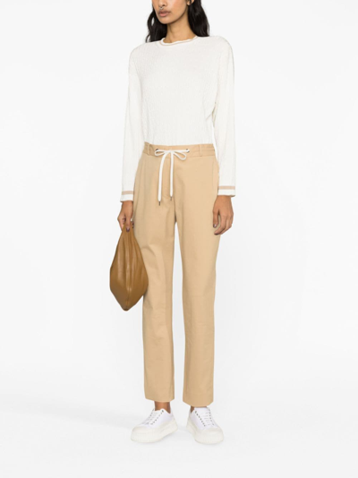 Shop Eleventy Tapered Drawstring Trousers In Neutrals