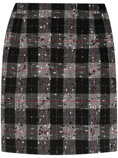 Shop Alessandra Rich Stitch-detail Checked Miniskirt In Black