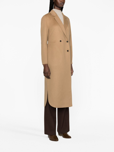 Shop Fabiana Filippi Double-breasted Virgin Wool-cashmere Blend Coat In Brown